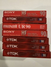 7 Blank Cassette Tapes Lot New Sealed Sony HF 90 TDK D90 Maxell UR90 NOS