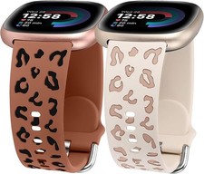 Minyee 2 Pack Leopard Engraved Band Compatible with Fitbit Versa 4/... Fast Ship