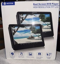 Wonnie W-1011 Black High Resolution Dual Screen Portable 2 DVD Player