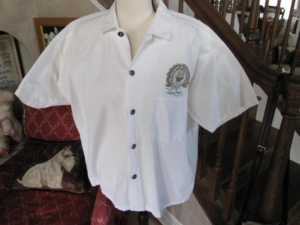 VTG 70s Original Panama Jack Button Up Shirt Logo Graphic on back Mens Large - Image 2 of 4