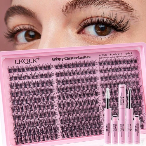 Wispy eyelash clusters kit, black CC curl 300 pcs individual lashes - product listing photo