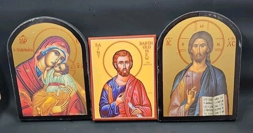3 Religous Plaques Small Wood Icon