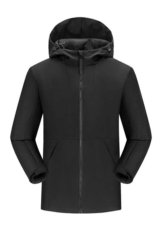 Men's Jacket Lightweight Hooded Zip Coat Thermal Outerwear Dry Cool Windproof - Image 4 of 4