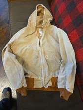 Carhartt J131 BRN Duck Active Jacket Large Made in USA Brown Distressed Workwear