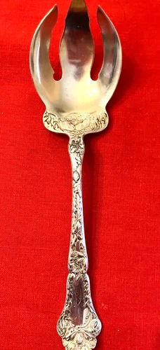 Antique Sterling Gorham "Poppy" Serving Fork 8.5" MC Mono 86g