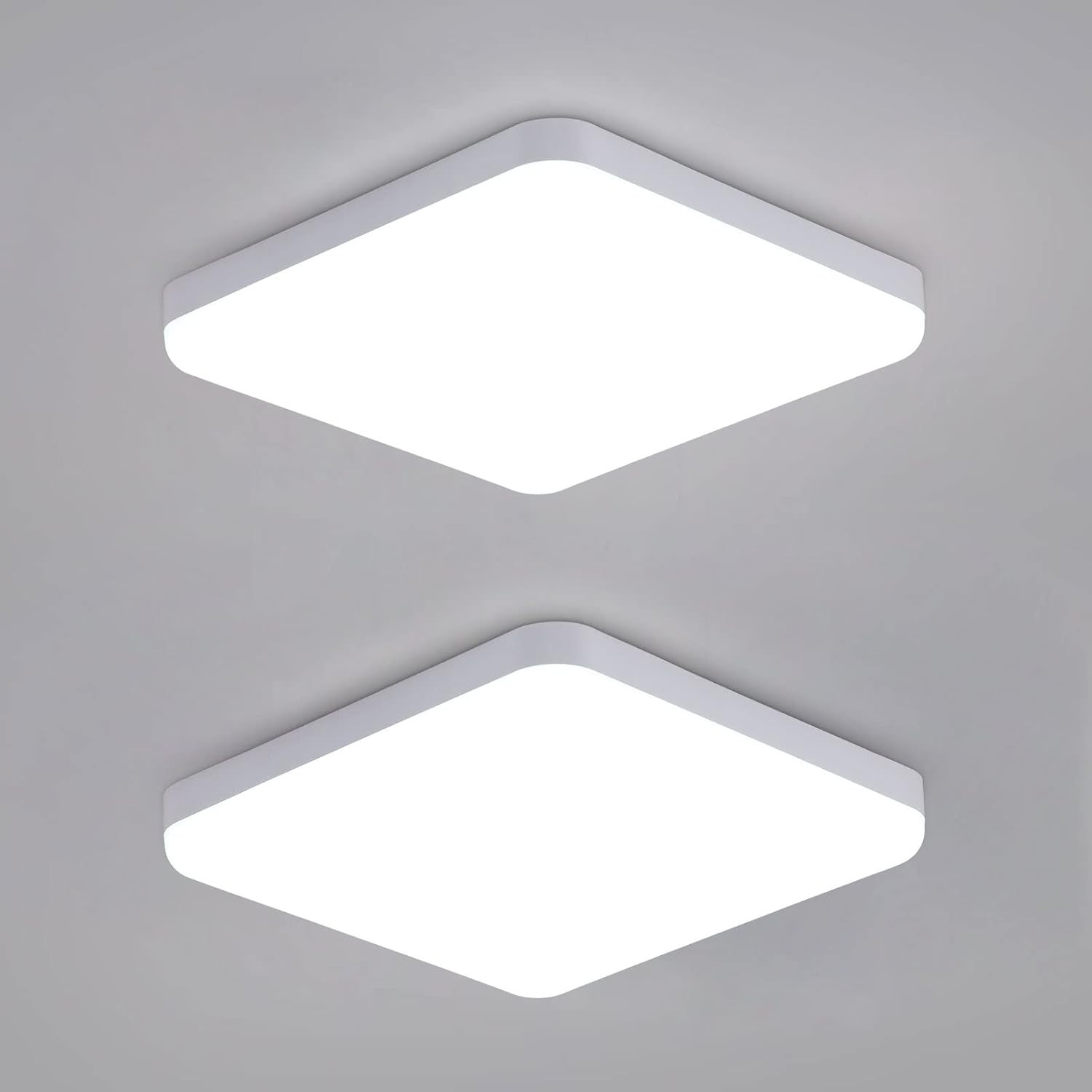 Set 2 Lampade da Soffitto LED 32W Quadrata - Design Slim Moderno IP54