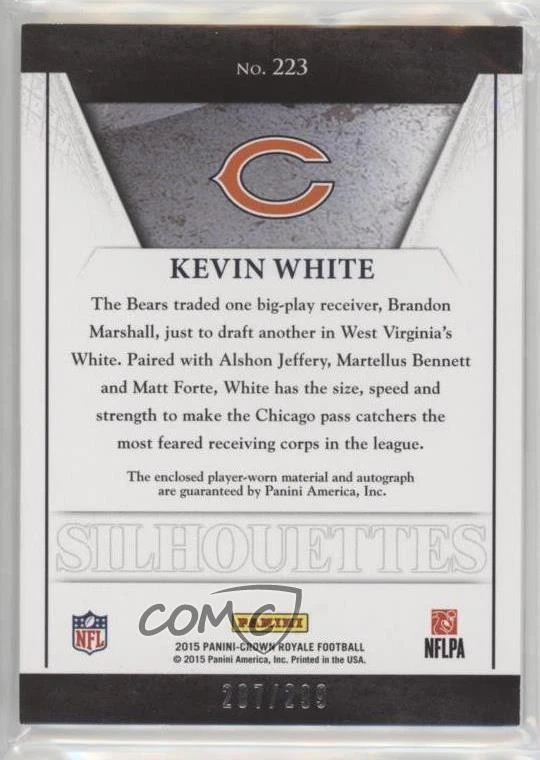 2015 Panini Crown Royale Silhouettes Signatures /299 Kevin White Rookie Auto RC - Image 2 of 2