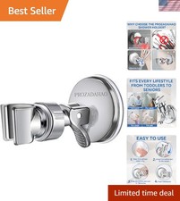 Stylish Silver Shower Head Holder with Strong Suction Cup - Adjustable Height