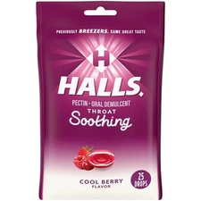 2 Pack Halls Soothing Cool Berry Drops For Throat Irritations 25 Count Each