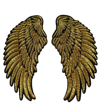 ANGEL WINGS GOLD SHIMMER! SO COOL! Iron On Patch + ONE FREE  STICKER