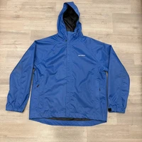 Grundens Rain Jacket Mens Large Blue Hooded Waterproof Fishing Outdoor Coat