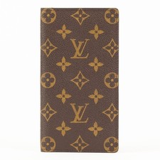 Louis Vuitton Monogram Long Bifold Checkbook Wallet M61823 Brown Auth Vintage