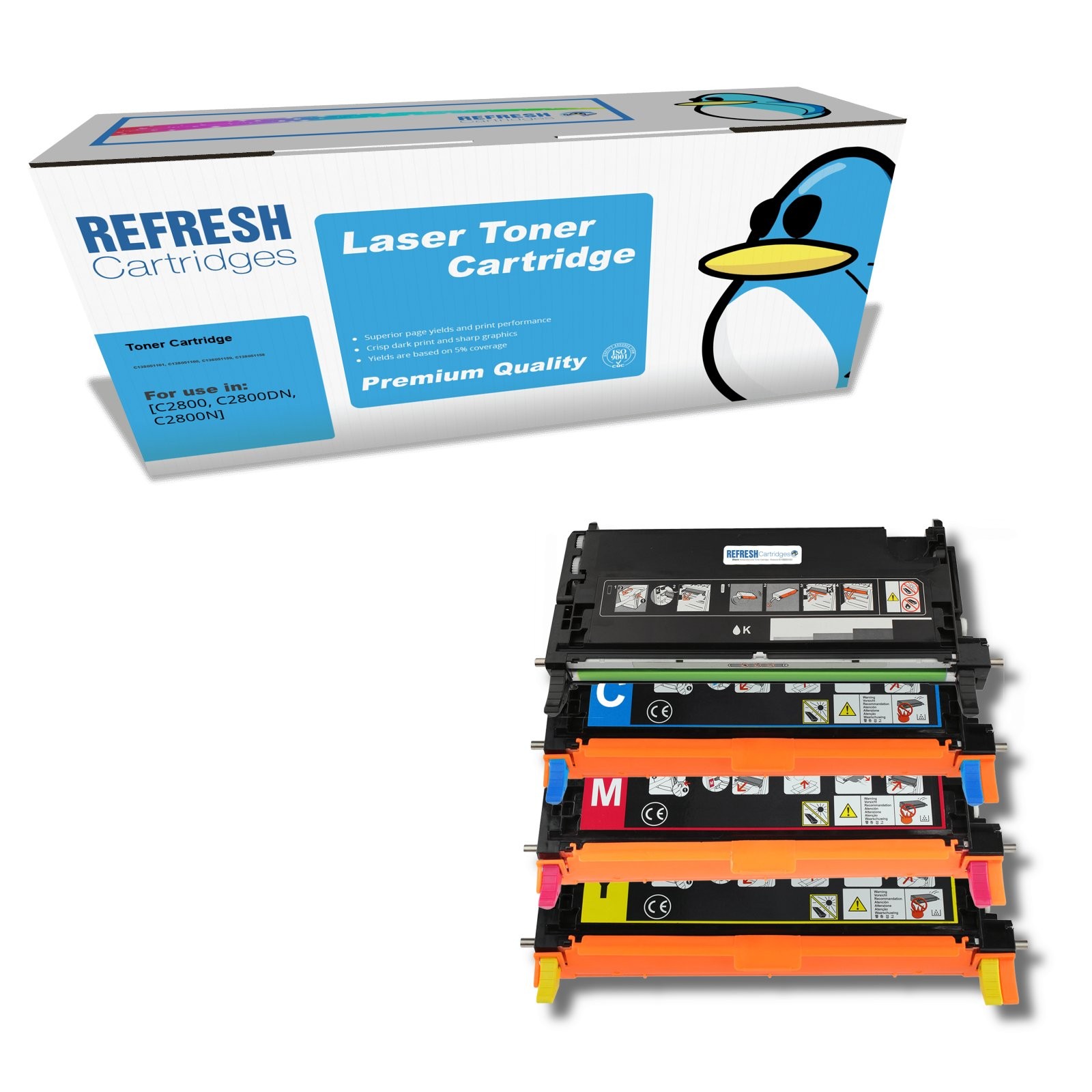 Refresh Cartridges Full Set Pack C2800 Toner Compatible With Epson Printers