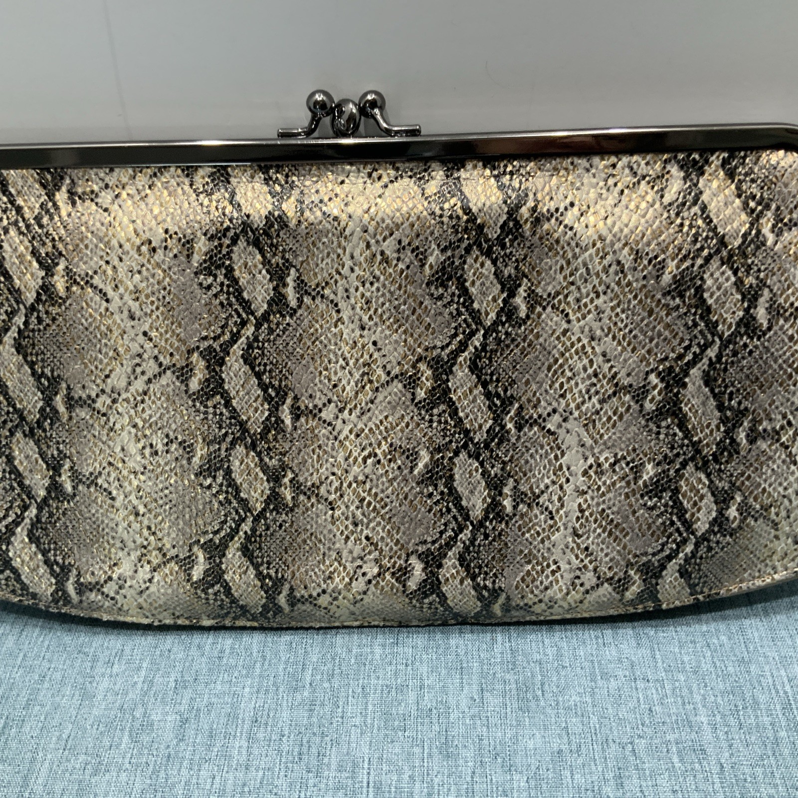 Hobo Int’l Embossed Snakeskin Pattern Clutch With… - image 2