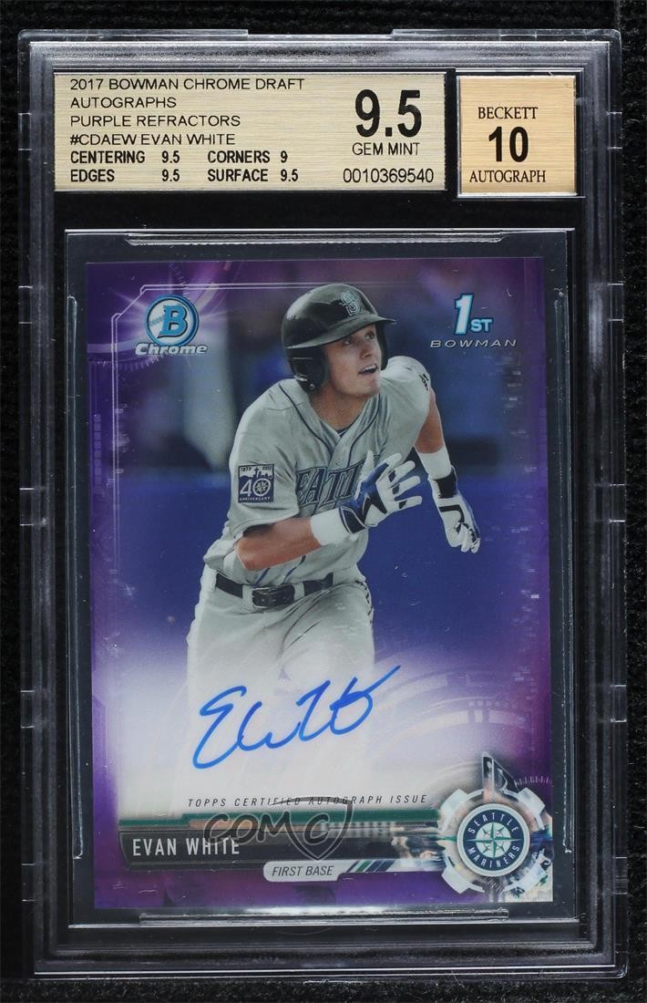 2017 Bowman Draft Chrome Pick Purple Refractor /250 Evan White BGS 9.5 Auto 10no