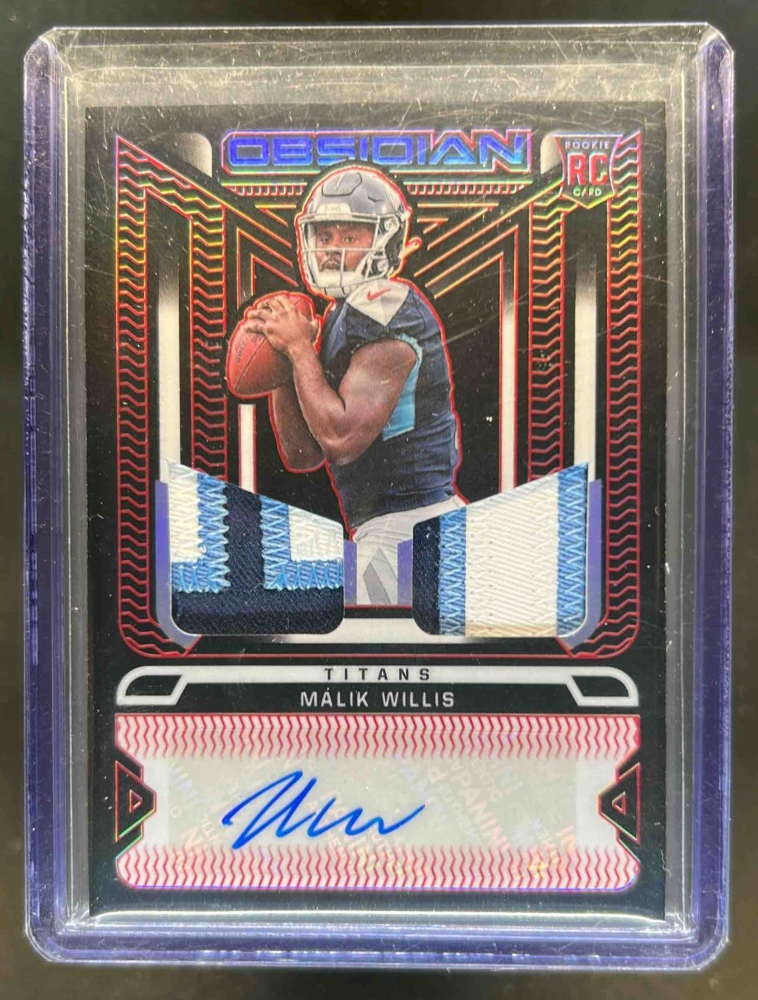 Malik Willis Panini National Treasures Rookie Material Signature #MWI Brand Logo Red