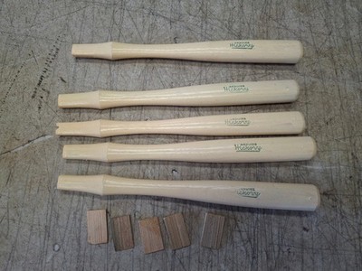 Lot of 5 NOS Genuine Hickory Hammer Ivory Handles Small Replacement Handles 10 ''