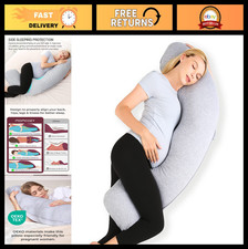 J-Shaped Pregnancy Pillow for Side Sleepers  Cooling Maternity Body Pillow, Hea