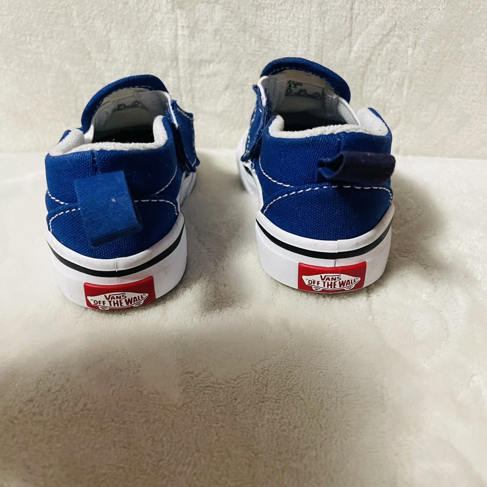 Vans Toddler Slip-On V Shoe Robotic Dino Blue/True White Size 4.5 - Image 3 of 4