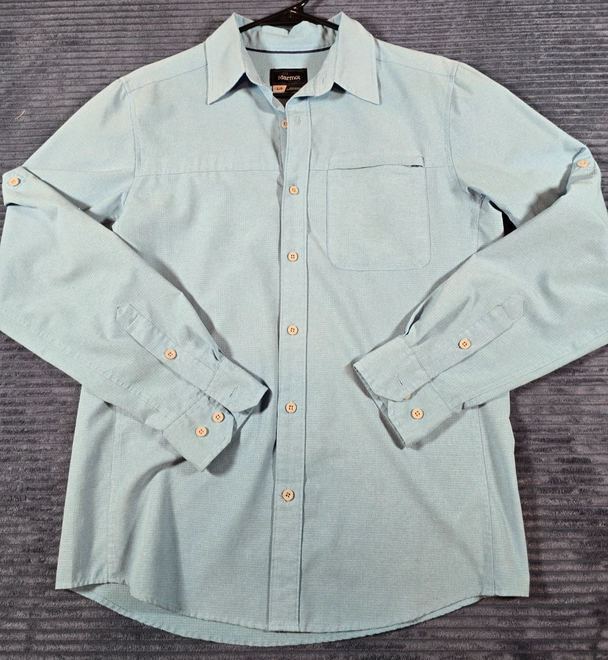 Marmot Men’s M Blue Button Down Shirt Long Sleeve Super Soft Hiking Outdoor