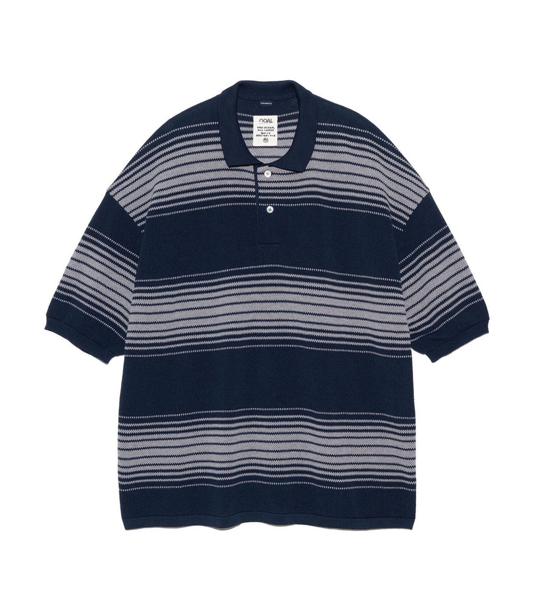 ASK availability First) nanamica Stripe Polo Sweater from
