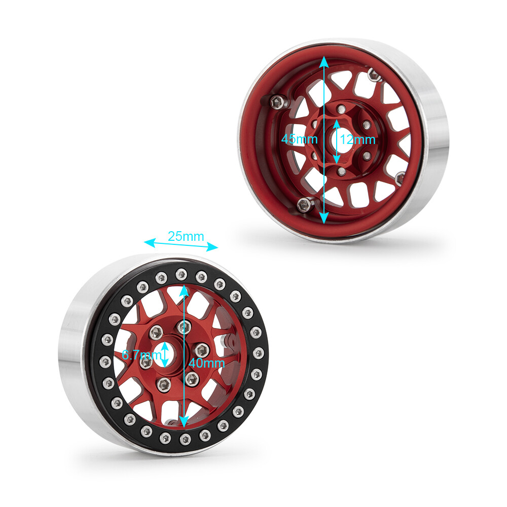 Cerchi in metallo 4 x 1,9 Beadlock Wheel Rim per 1/10 RC Axial SCX10