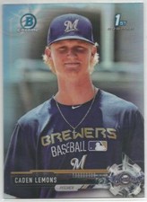 Caden Lemons Milwaukee Brewers 2017 1st Bowman Chrome Draft Refractor