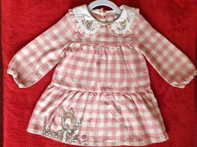 Baby Girls Disney Bambi Dress Size 9-12 Brand Primark Excellent
