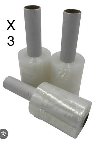 3 x Stretch Bundling Film Mini Wrap Clear 125mm x 305m  Free Postage