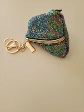 Style Lab Girl Glitter Holder Coin Money Purse Keychain Clip Bag School Change