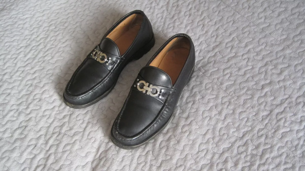 Mens Salvatore FERRAGAMO DIEGO Black Leather Horsebit Loafer SIZE