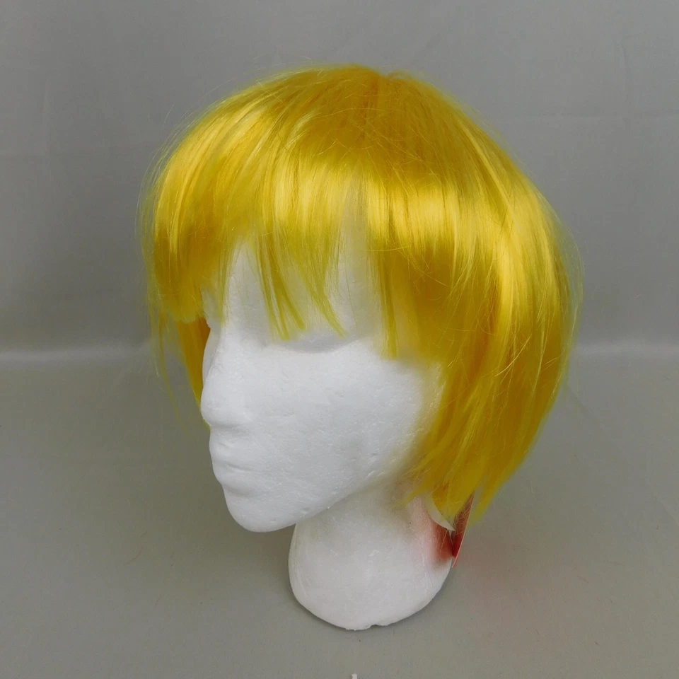 Peluca de pelo corto liso Lulu Bob con flequillo Halloween Juegos con disfraces - Amarillo #6470 Foto 3 de 4