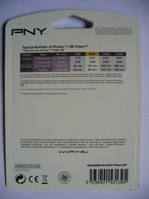 Memory card PNY premium SDHC 8GB - Image 2 of 2