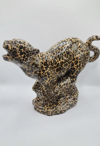 Vintage Keramik Jaguar BIG CAT gefleckter Leopard 11 Zoll x 8 Zoll Wildgepard Skulptur - Bild 12 von 15