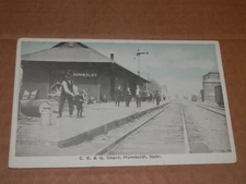HUMBOLDT NEBRASKA - 1915-1920'S ERA POSTCARD - C.B. and Q. DEPOT  RICHARDSON CO.