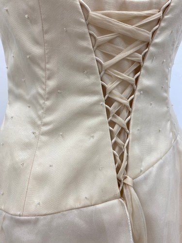 LADIES GOLD WEDDING DRESS Alisia by Tiffany Size 12 Ballgown Strapless with Tags - Picture 7 of 13