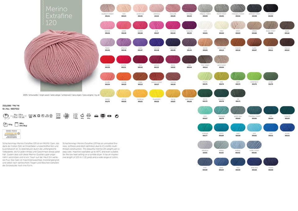 ABVERKAUF !!! Schachenmayr Merino Extrafine 120 50g Garn Stricken Häckeln Wolle