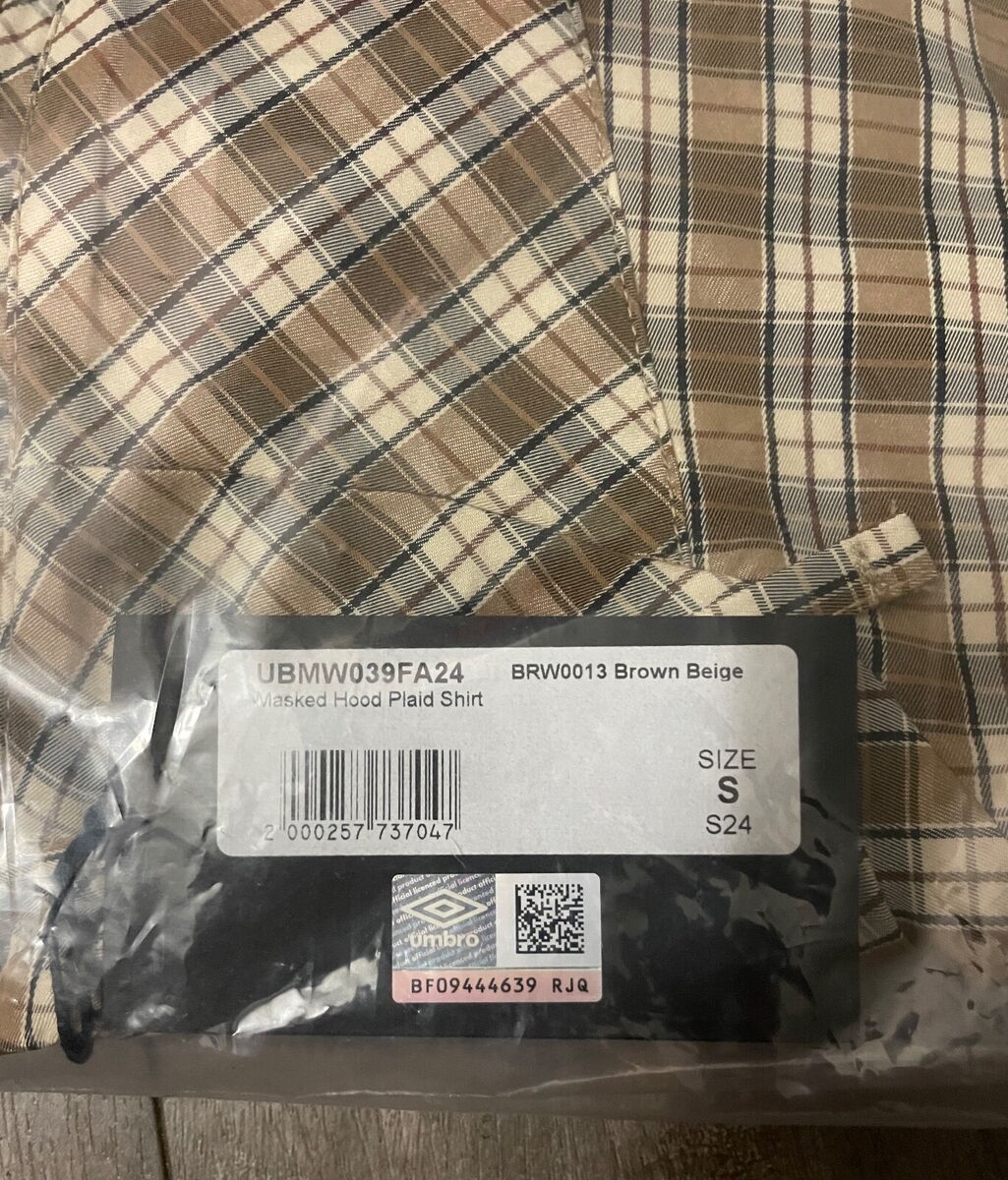 NEW UMBRO SLAM JAM PENALTY CULTURE plaid beige masked hoodie NEW UMBRO SLAM JAM PENALTY CULTURE plaid beige masked hoodie