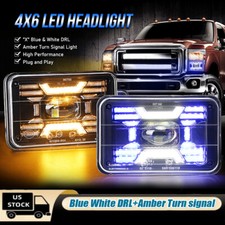 2pcs 4x6 Inch Led Headlights Blue Drl Amber For Pontiac Trans Am 1998 2000 2002 2pcs 4x6 Inch Led Headlights Blue Drl Amber For Pontiac Trans Am 1998 2000 2002