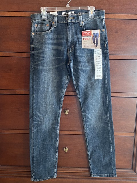 Signature Levi Strauss Mens Flex Light Wash Denim Slim Jeans S37 Size ...