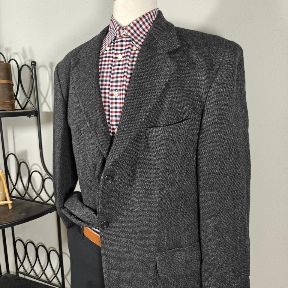 Le Collezioni Structure Men's Tweed Sport Coat Blazer Three Button Gray Wool XL - Image 4 of 4