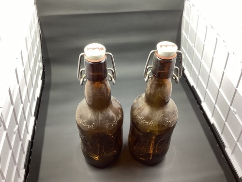 Grolsch Amber Brown Glass Beer Bottle Porcelain Swing Top Lid Bar Barware Vntage - Picture 3 of 4