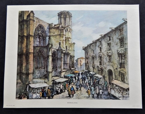 Lopez Ramon Kunst sonniges Spanien Set 6 Aquarellgemälde Penn Prints 1958 9 x 12" - Bild 4 von 13