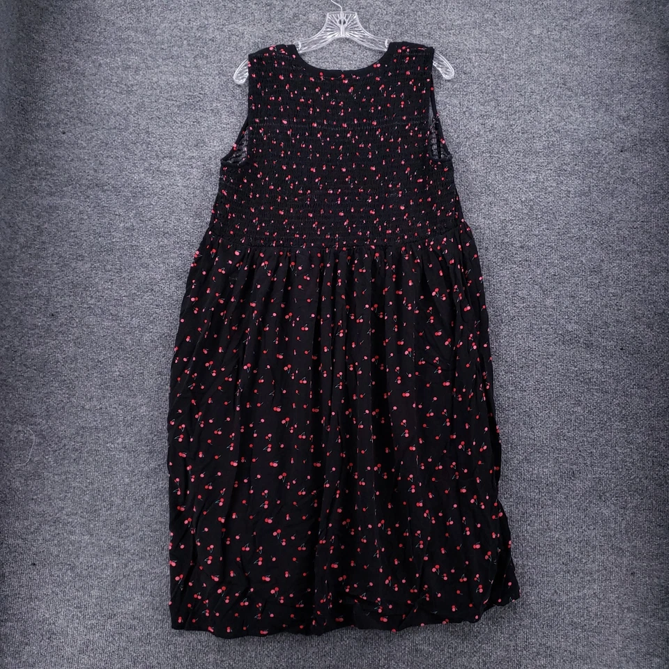 Vestido Croft Barrow para mujer XL negro midi cereza cuello en V sin mangas ajustado línea A Foto 2 de 4