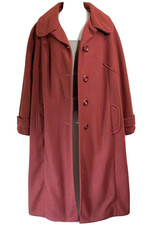 Vintage Coat Women's Medium Large Long Warm Brick Red Dark Academia Overcoat M L