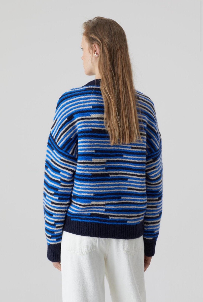 ニット・セーター HUECLOSET Universe jacquard knitwear CLOSED Jacquard Knit Striped Galaxy Blue Sweater C96214 Size