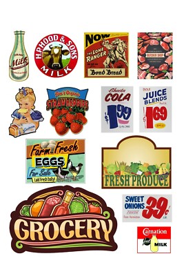 1:24 1:25 G  scale model grocery store signs 