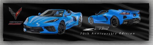 Chevrolet Corvette Wall Decor Indoor Outdoor Banner 2x8ft 60x240cm Blue car Flag - Picture 2 of 6