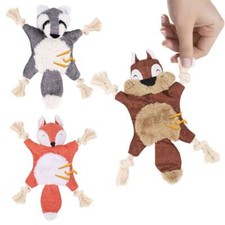 Stuffless Dog Toys for Puppy, Crinkle Squeaky Dog Chew Toys Squirrel Plush Dog