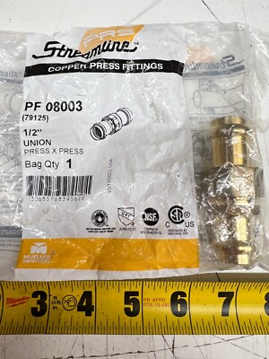 1/2'' Mueller STreamline Lead Free Union Press Connections Brass #PF 08003 300psi